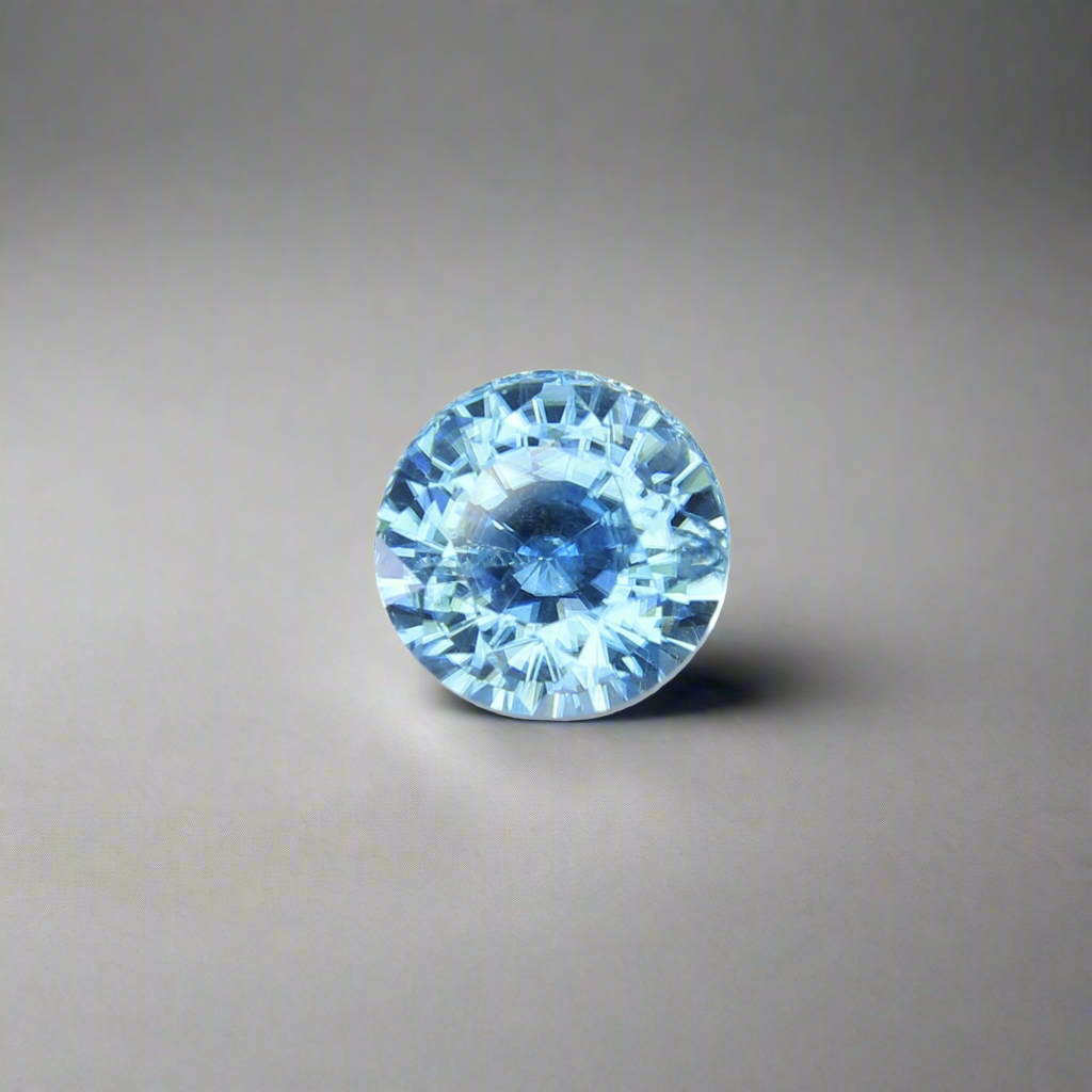 Blue zircon round brilliant cut