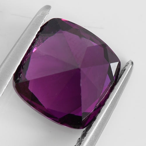 Royal purple rhodolite garnet before mounting pavilion / underside view