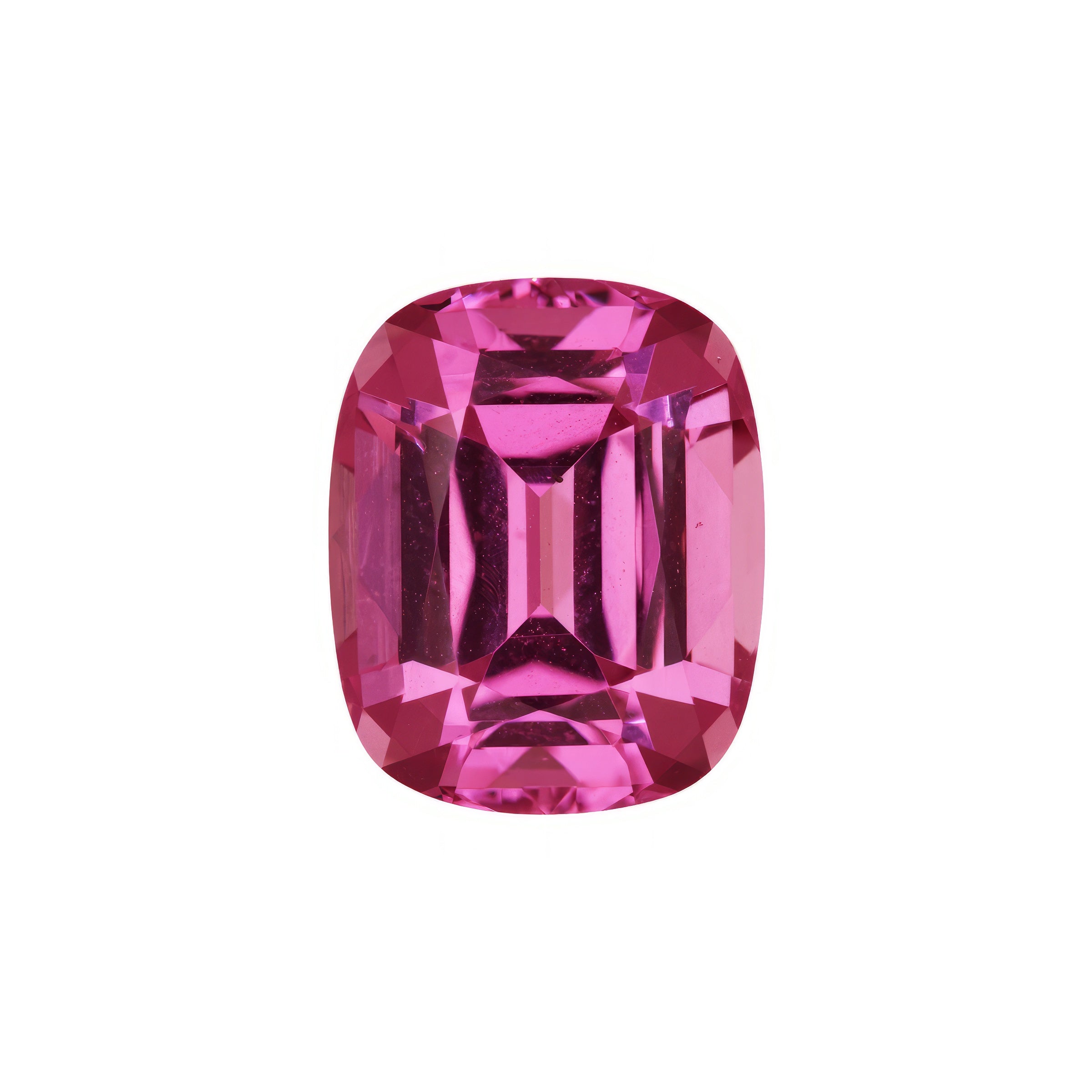 vivid pink malaya garnet cushion 5.6 carats Bellerophon
