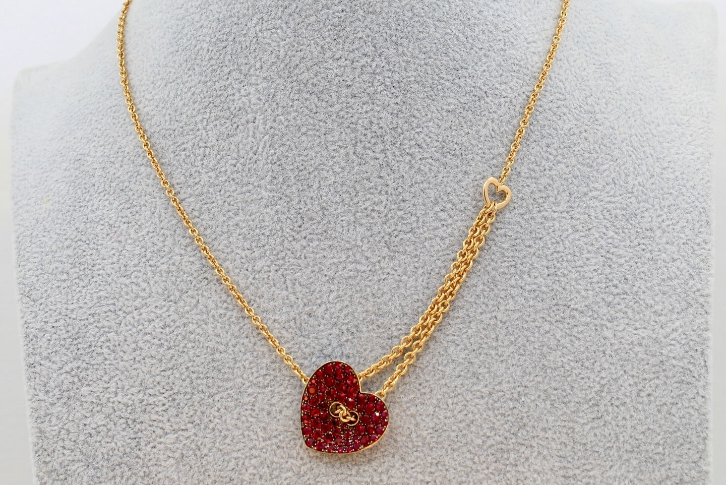 ruby heart rose gold necklace 18k gold