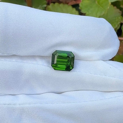 4.2 carat green tourmaline emerald cut