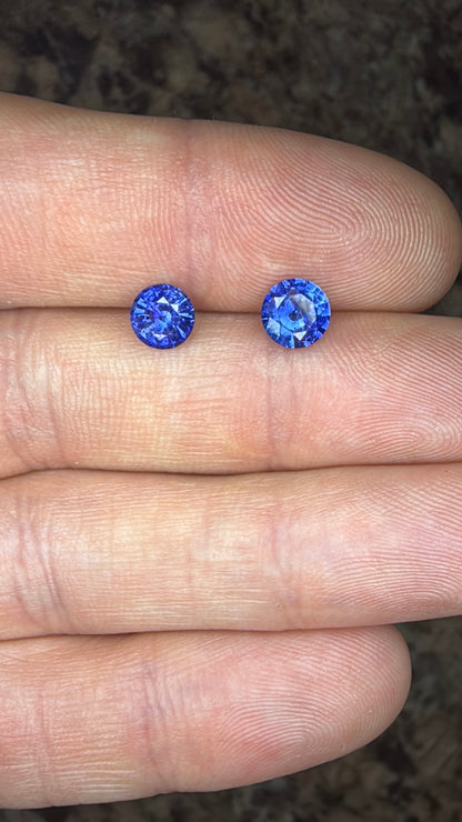 blue ceylon cornflower blue heat sapphire round pair brilliant natural