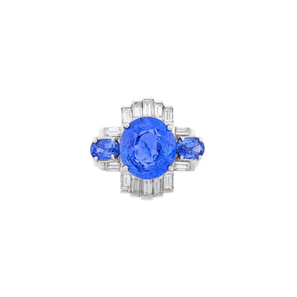 Art Deco Sapphire Diamond and white gold Ring