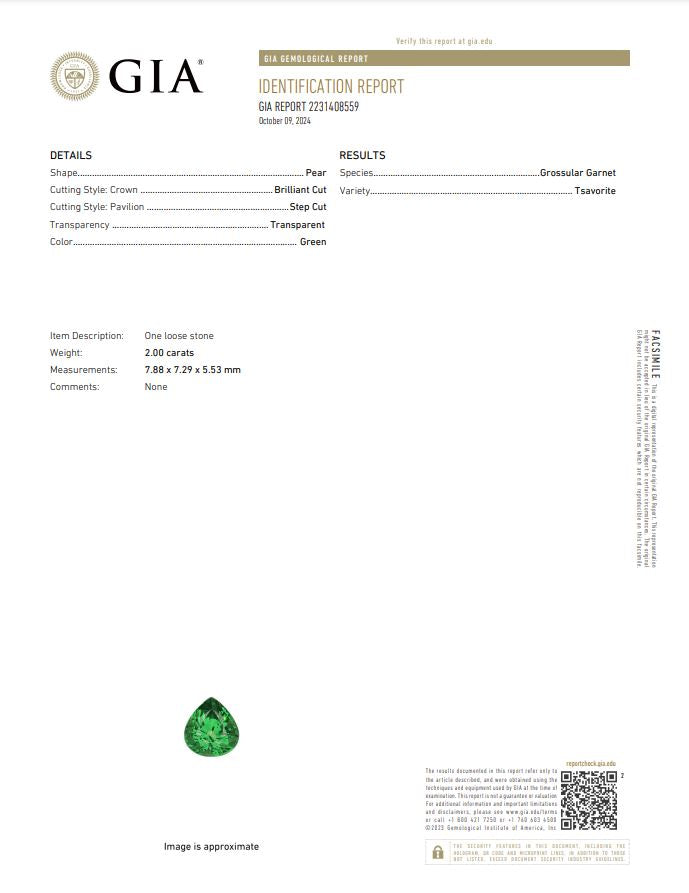 gia report tsavorite pear garnet kenya east africa tanzania