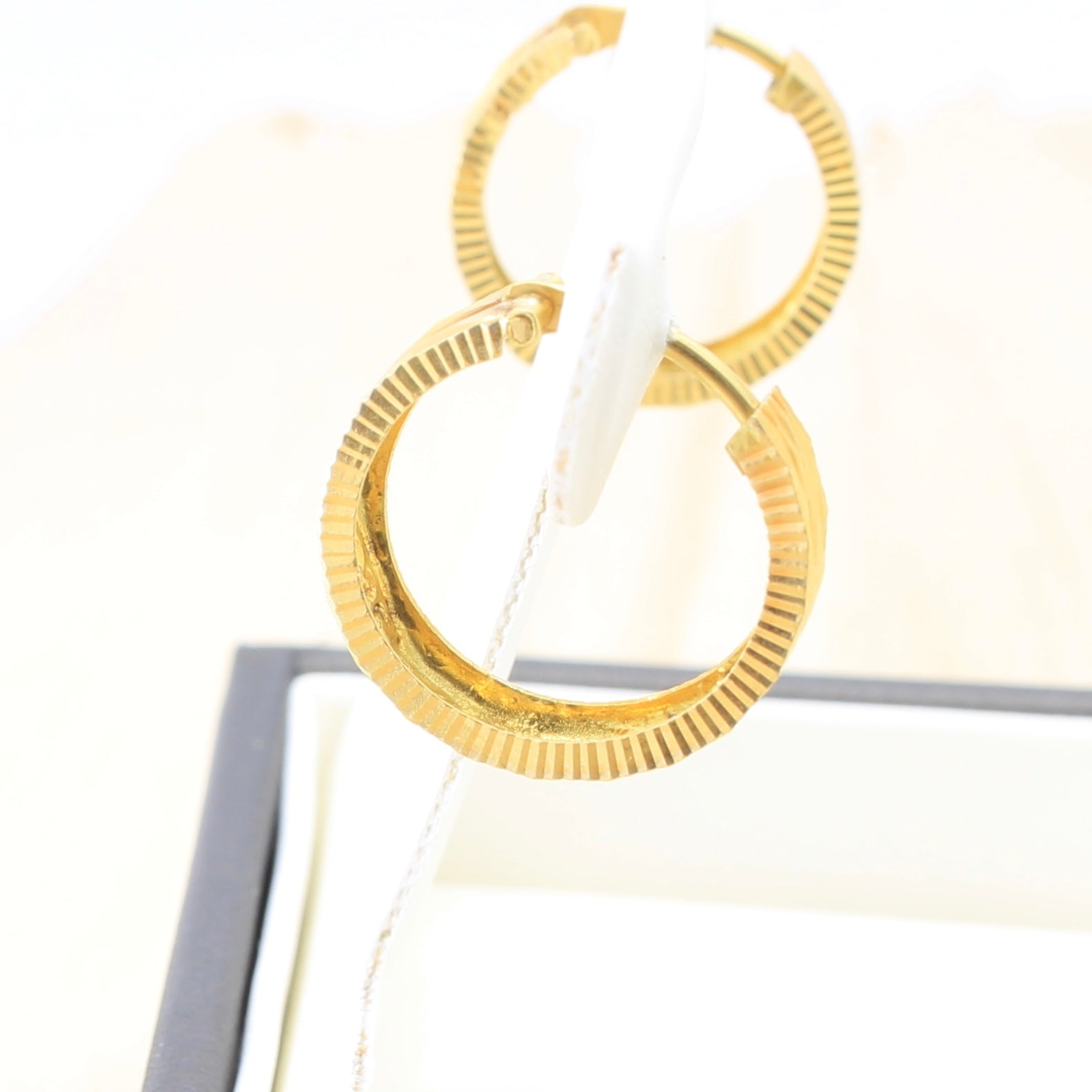 Textured Hoops Earrings - 22KT Gold