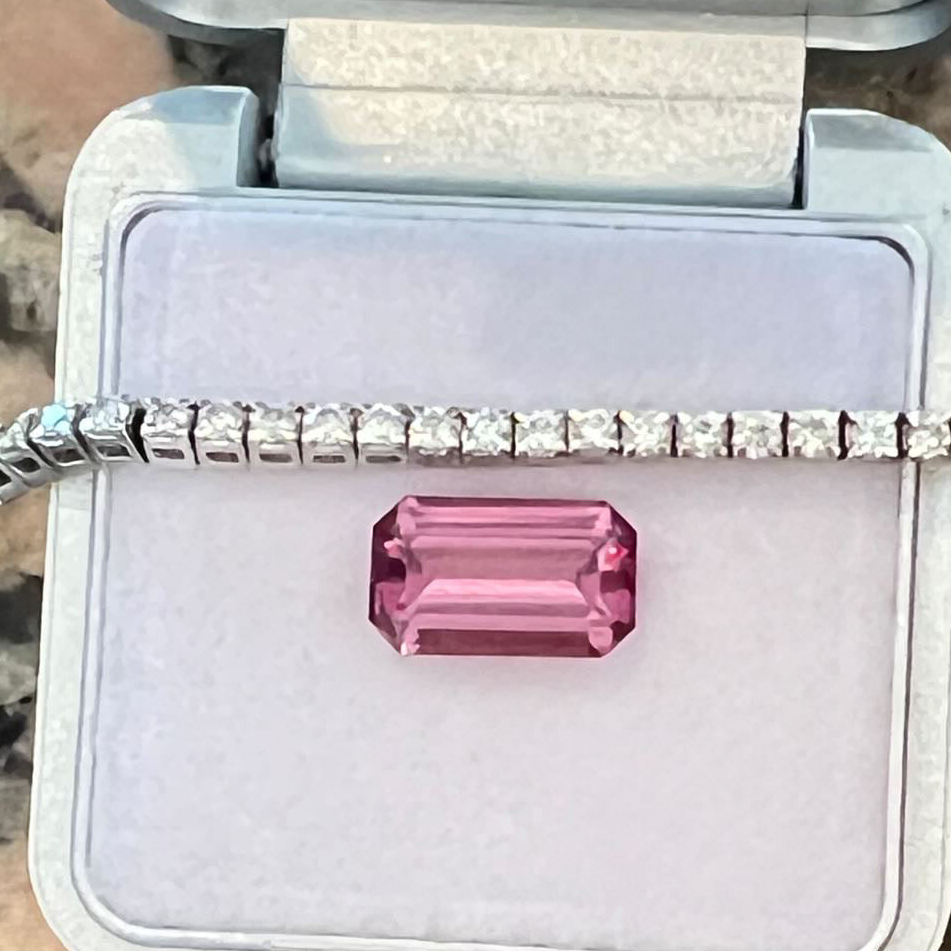 Emerald Cut Pink Garnet - Custom