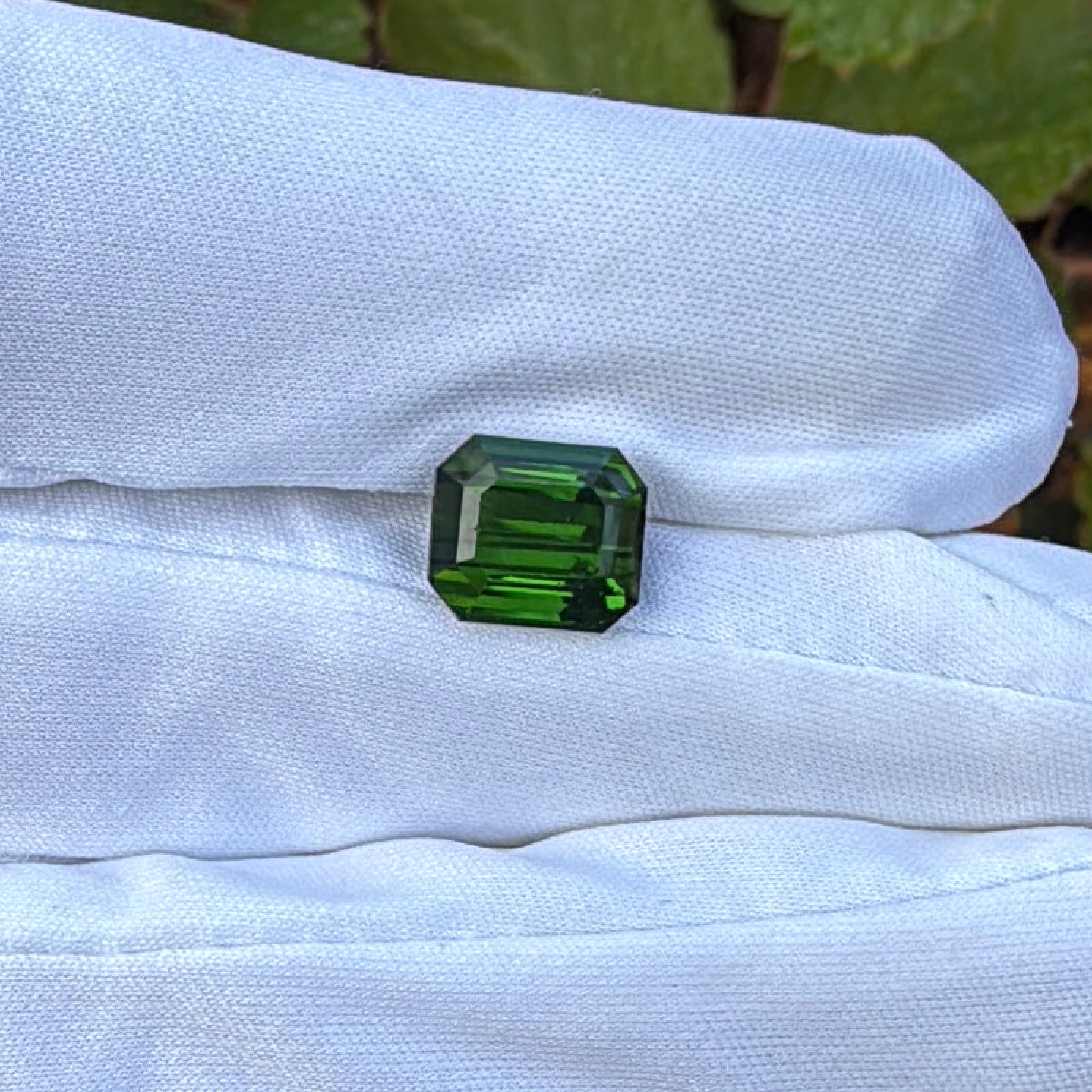 4.2 carat green tourmaline emerald cut