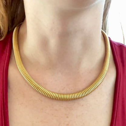 Vintage Tubogas Necklace 18K Yellow Gold - 17.25"