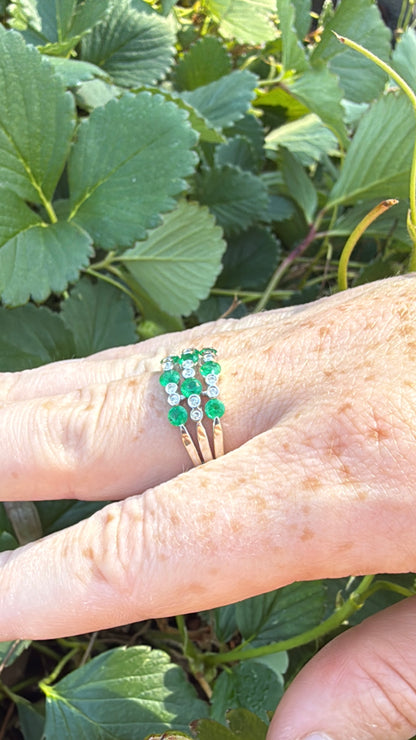 Vintage Emerald and Diamond White Gold Ring