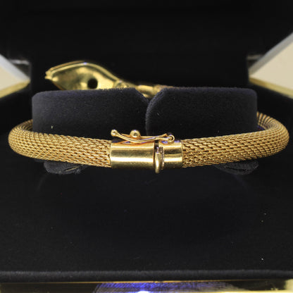 Snake Bypass Mesh Gold Bracelet with Diamonds and Enamel - 18K Yellow Gold