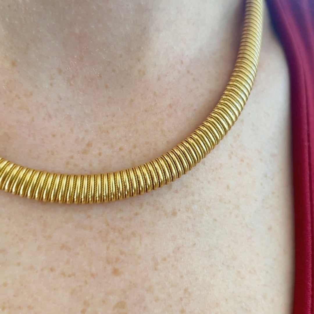 Vintage Tubogas Necklace 18K Yellow Gold - 17.25"