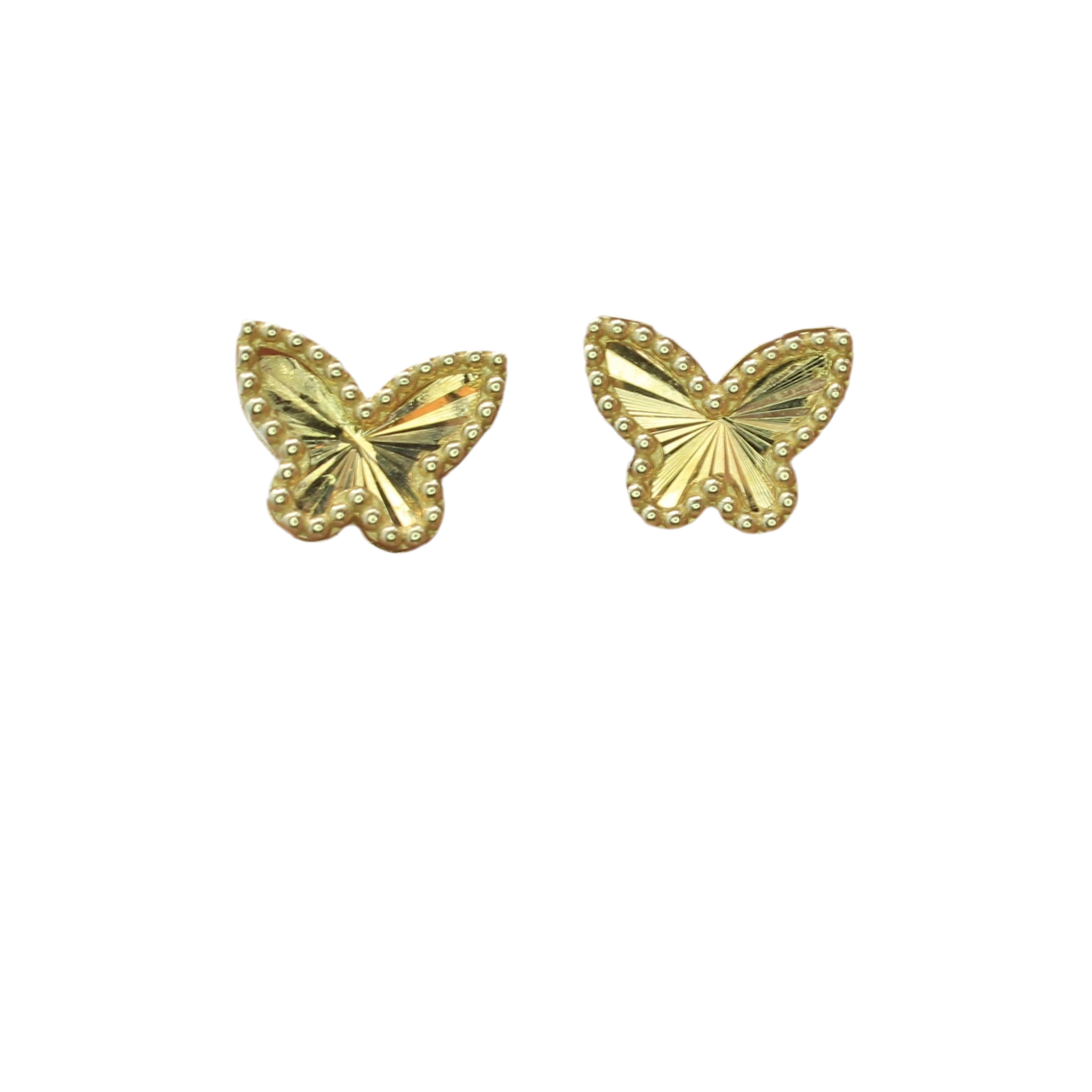 Engine Turned Butterfly Gold Stud Earrings