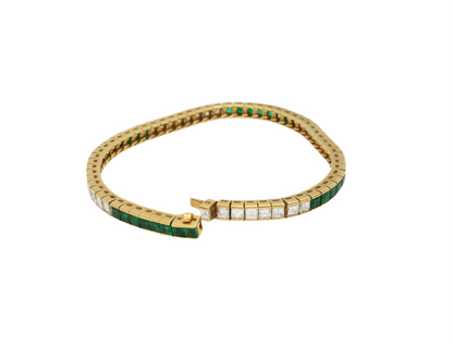 Emerald Diamond Yellow Gold 18K line bracelet