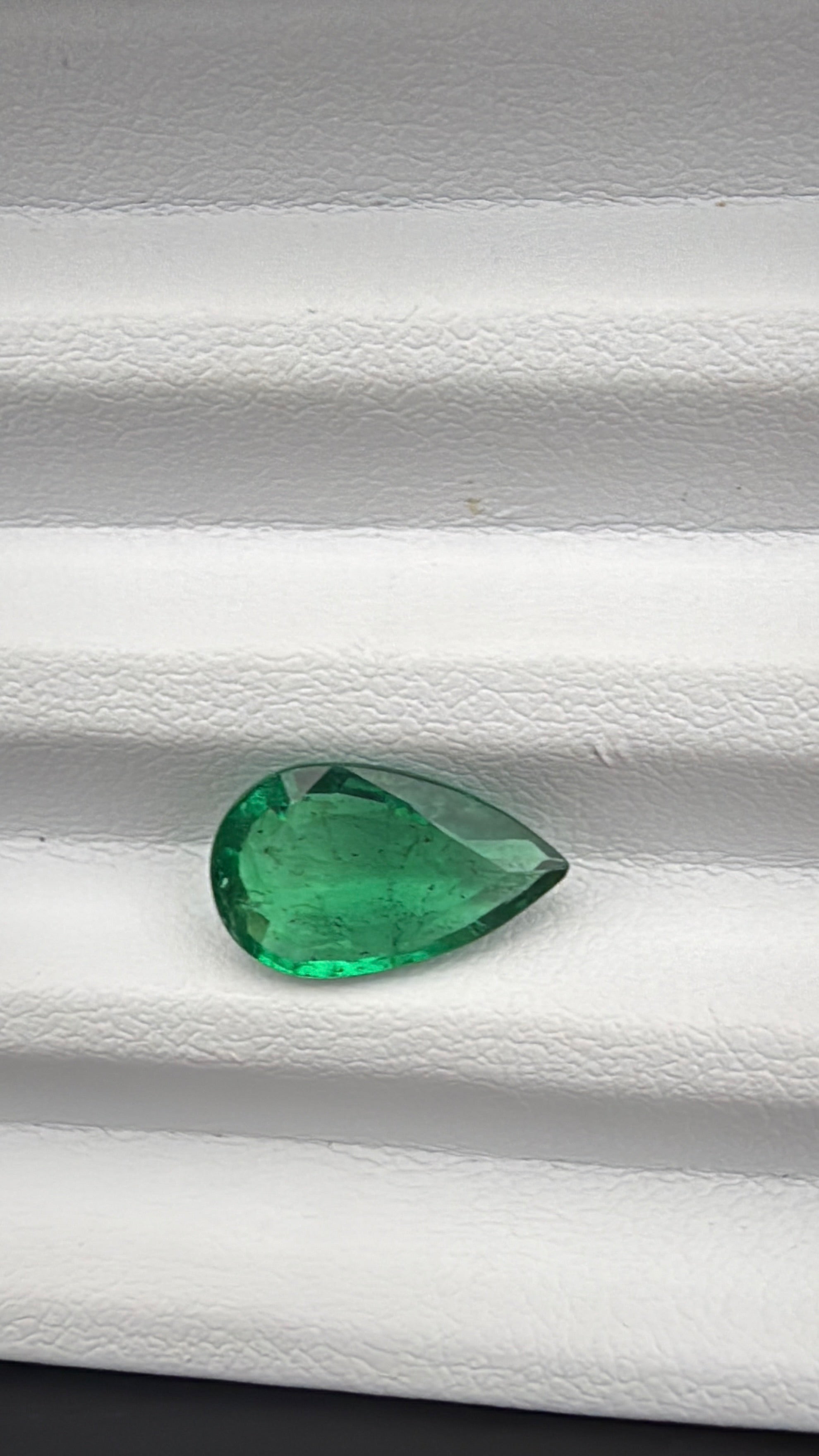 AGL 2.75 carat Zambian pear emerald vivid green