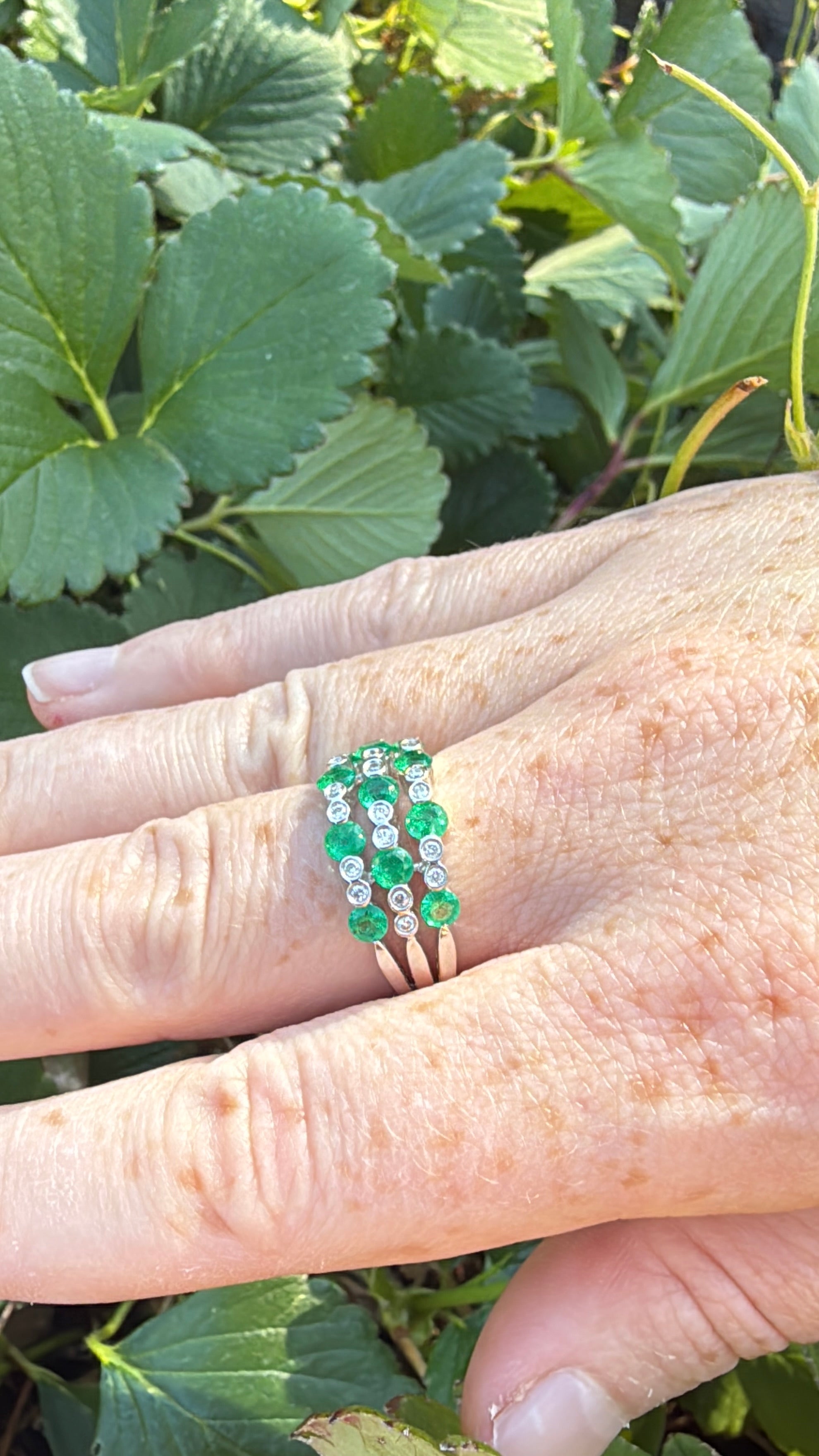 Vintage Emerald and Diamond White Gold Ring