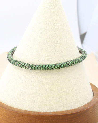 Tsavorite Domed Tennis Bracelet By Martin Katz - 18K Black Gold - 6.75”