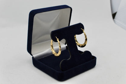 Vintage Twist Hoop Earrings - 14K