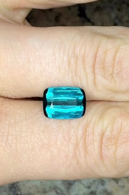 teal blue indicolite tourmaline cushion 3 carats