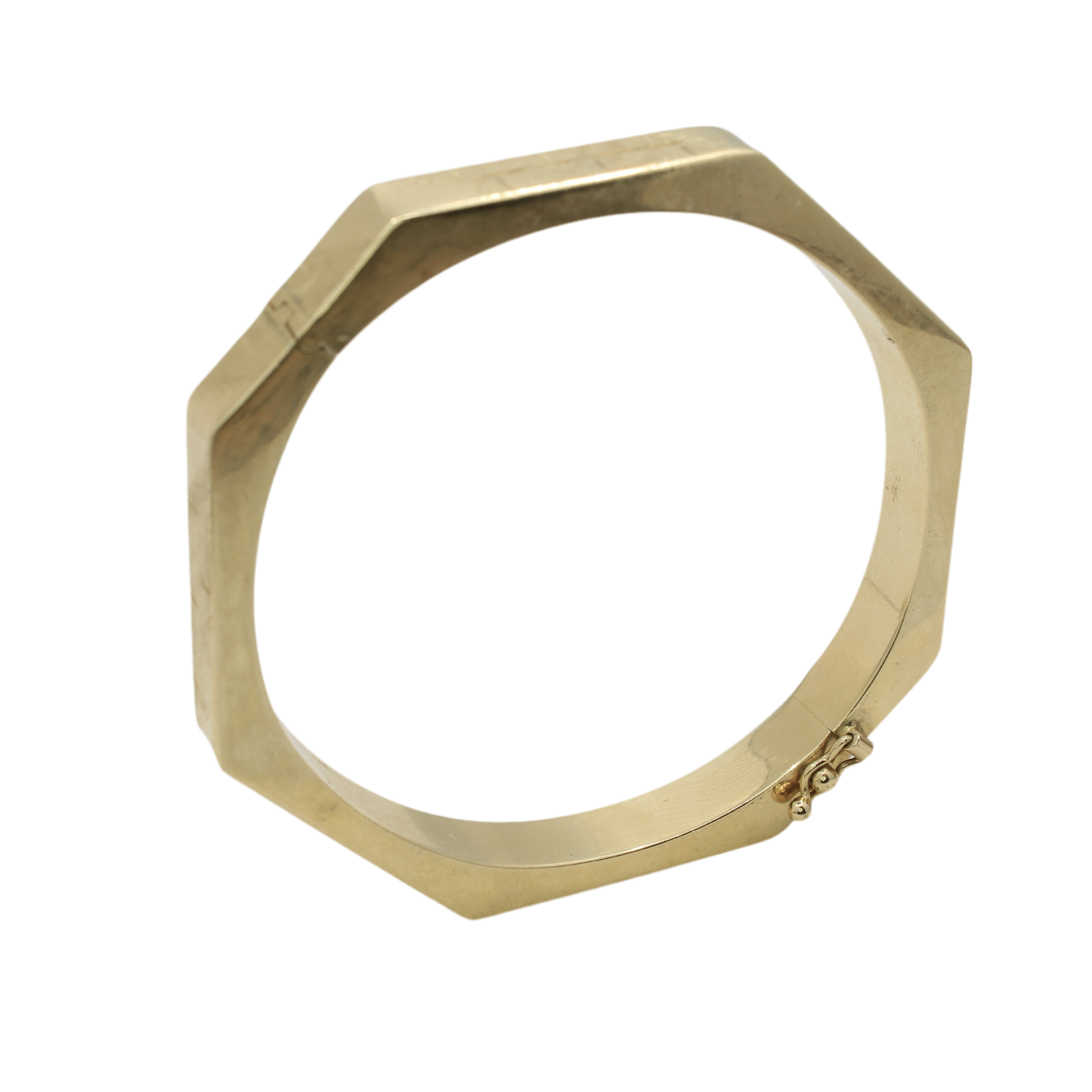 Geometric Bangle bracelet 14k gold 6.75 oval