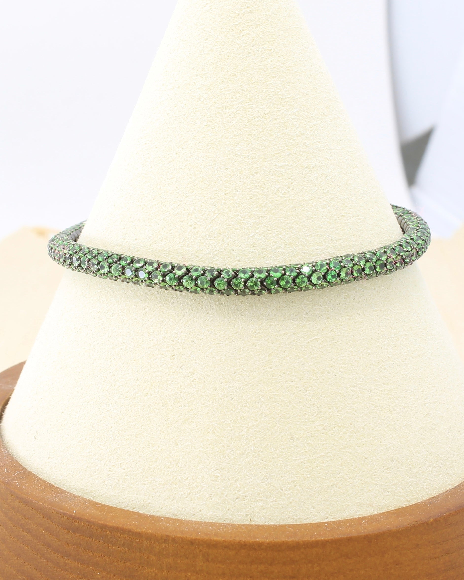 Tsavorite Domed Tennis Bracelet By Martin Katz - 18K Black Gold - 6.75”