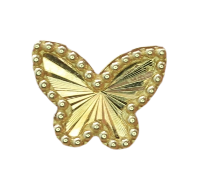 Engine Turned Butterfly Gold Stud Earrings