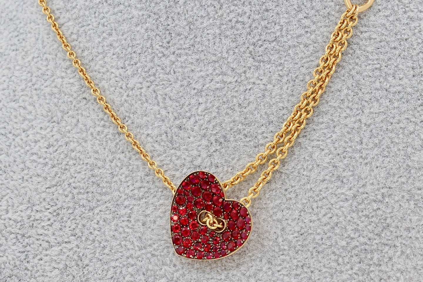 Ruby Heart Themed Necklace - 18K Rose Gold - 16-18”