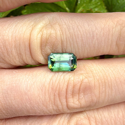 GIA green sapphire octagon emerald heated natural report step cut