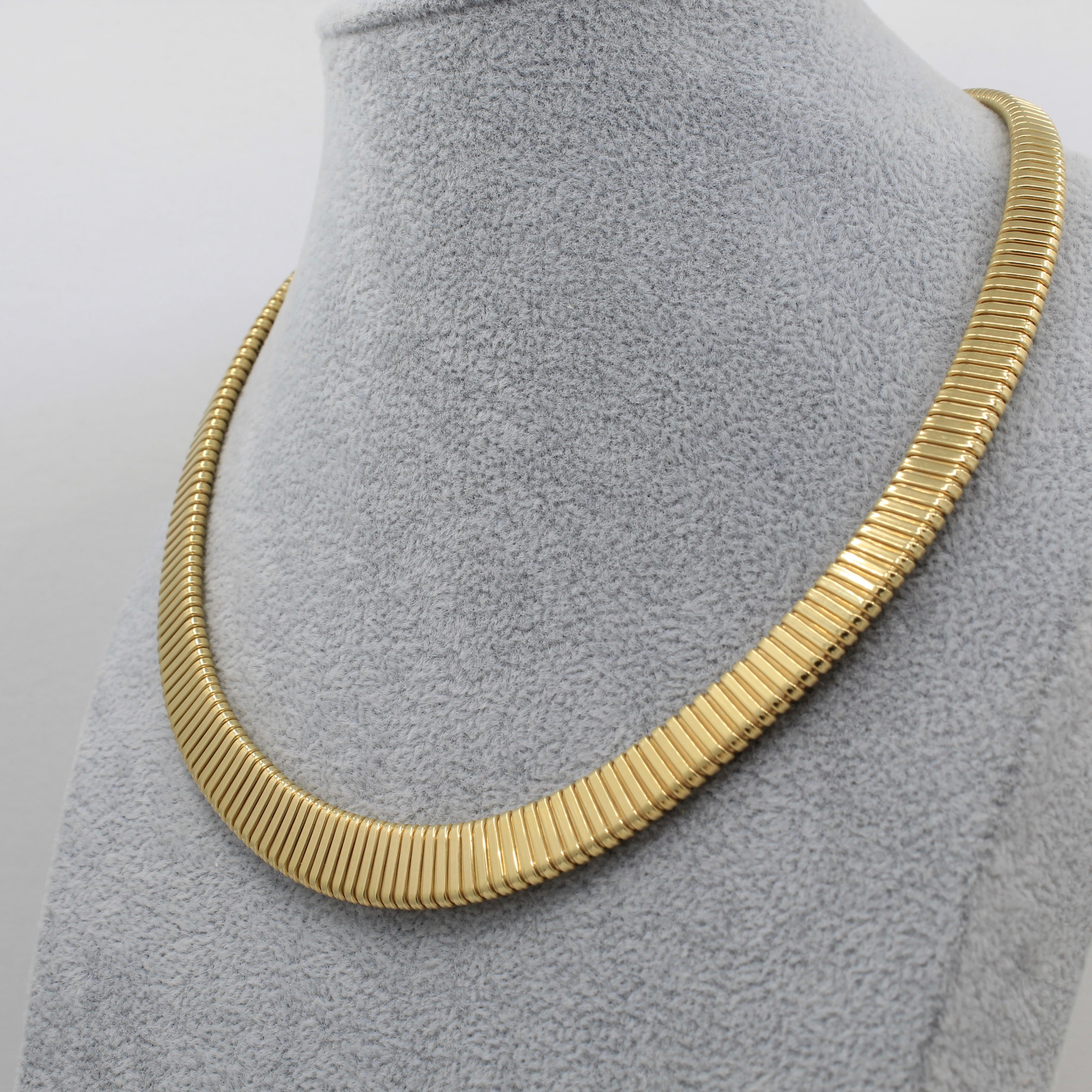 Graduated Tubogas Necklace - 14K Yellow Gold - 17”