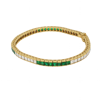 Emerald Diamond Yellow Gold 18K line bracelet