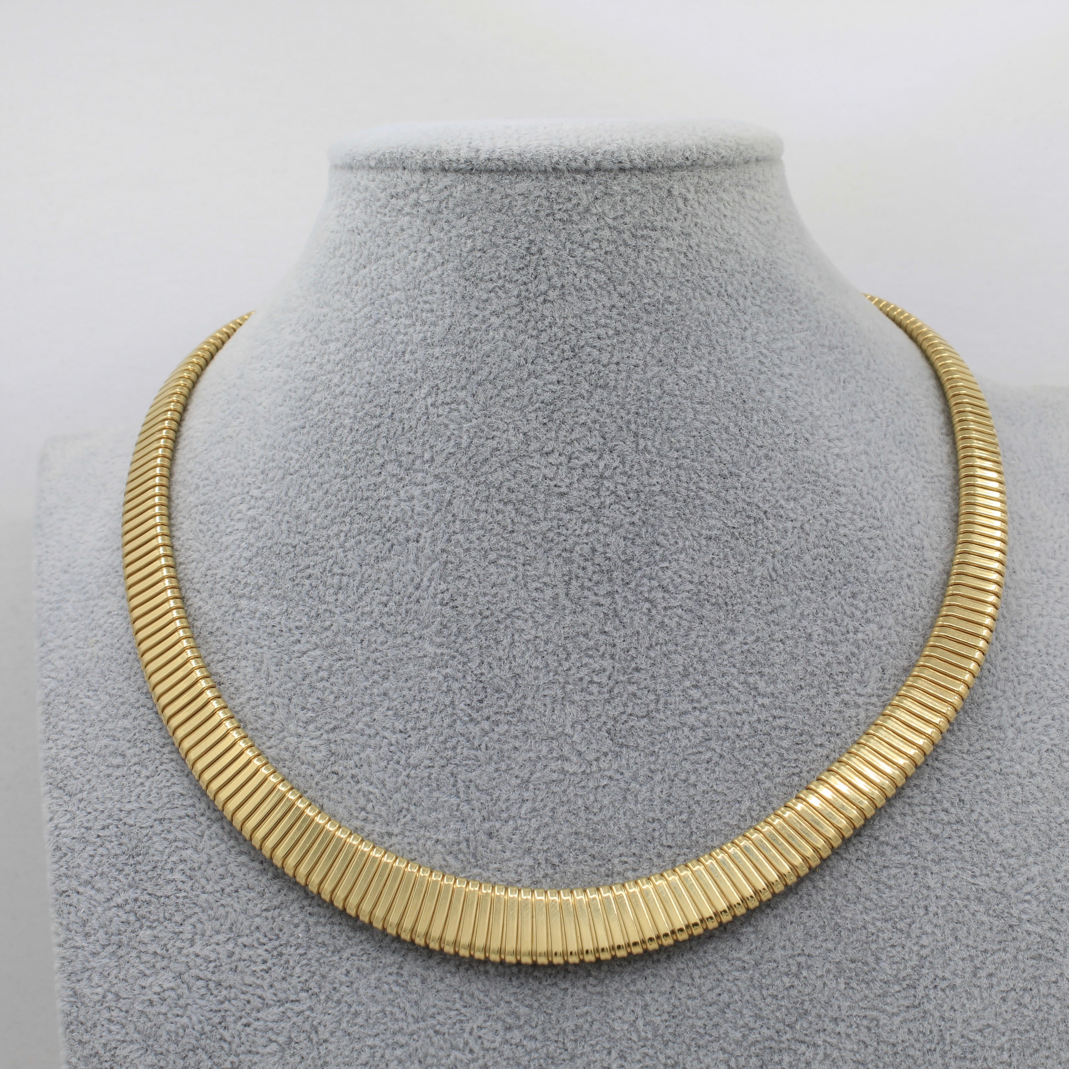 Graduated Tubogas Necklace - 14K Yellow Gold - 17”