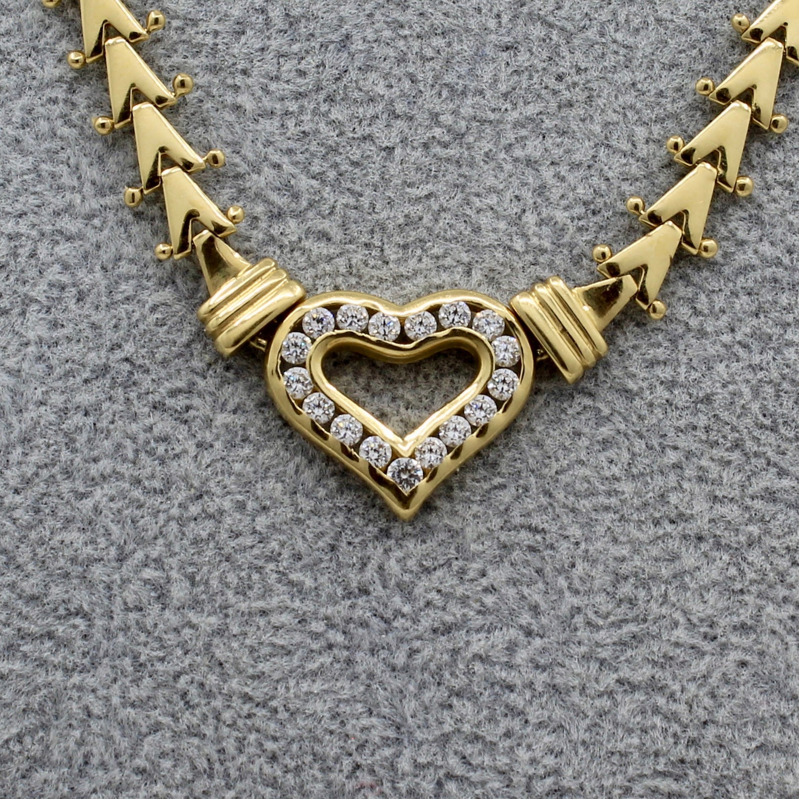 Gold and diamond heart necklace 14k