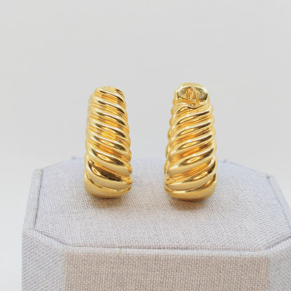 Croissant Puffed Hoop Earrings - 14K Yellow Gold