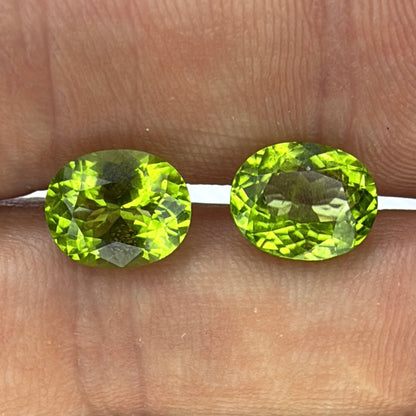 Peridot earring pair oval lime green