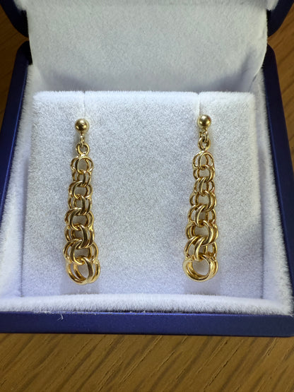 Vintage Drop Earrings - 14K Yellow Gold