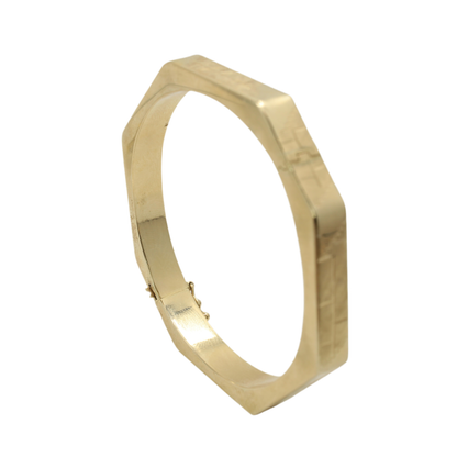 Geometric Bangle bracelet 14k gold 6.75 oval