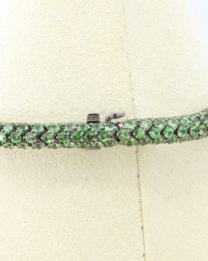 Tsavorite Domed Tennis Bracelet By Martin Katz - 18K Black Gold - 6.75”