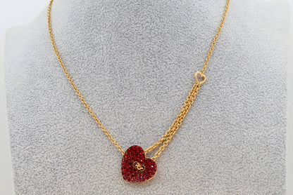 Ruby Heart Themed Necklace - 18K Rose Gold - 16-18”