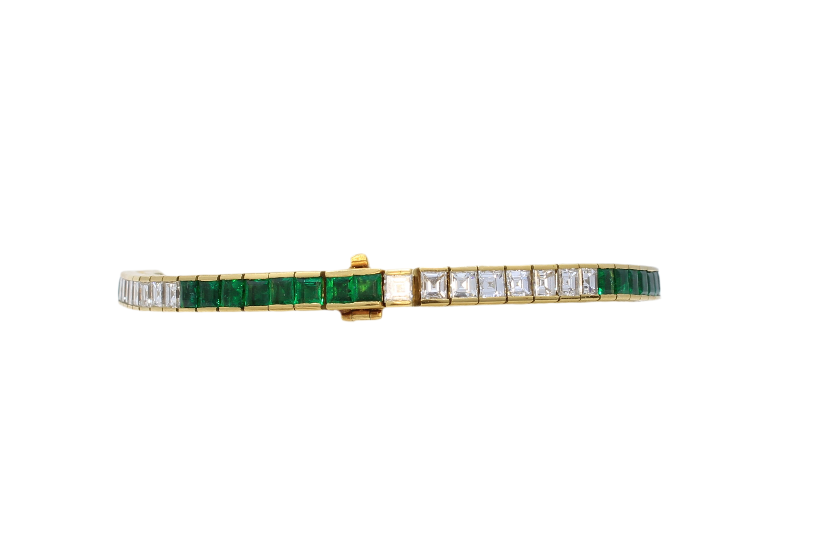 Emerald Diamond Yellow Gold 18K line bracelet