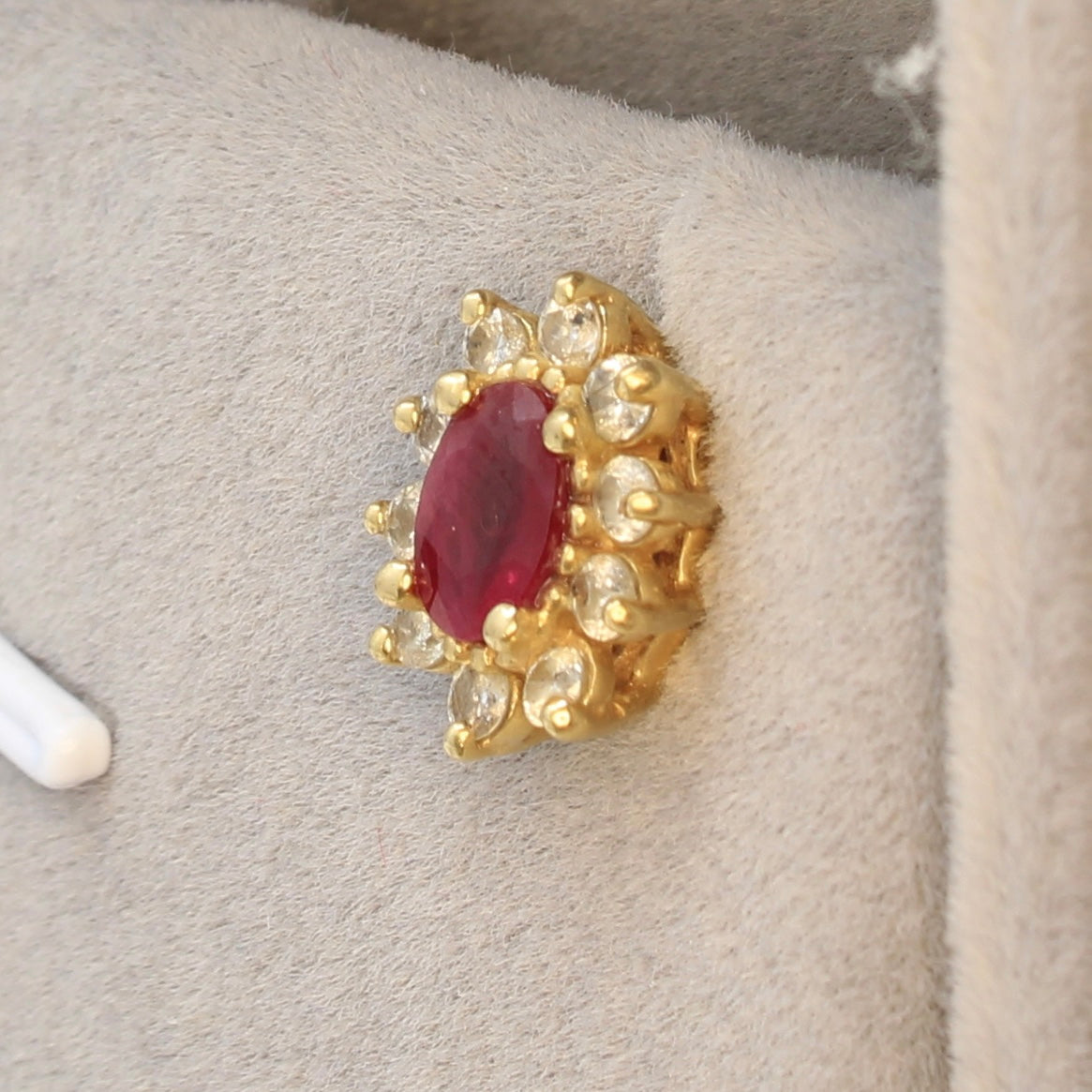 Ruby and Diamond Stud Earring Yellow Gold