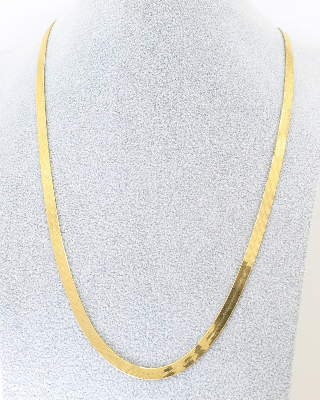 Herringbone Chain Necklace - 14K Yellow Gold - 24”