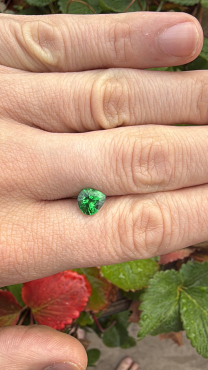 tsavorite garnet on hand pear cut green gia certified