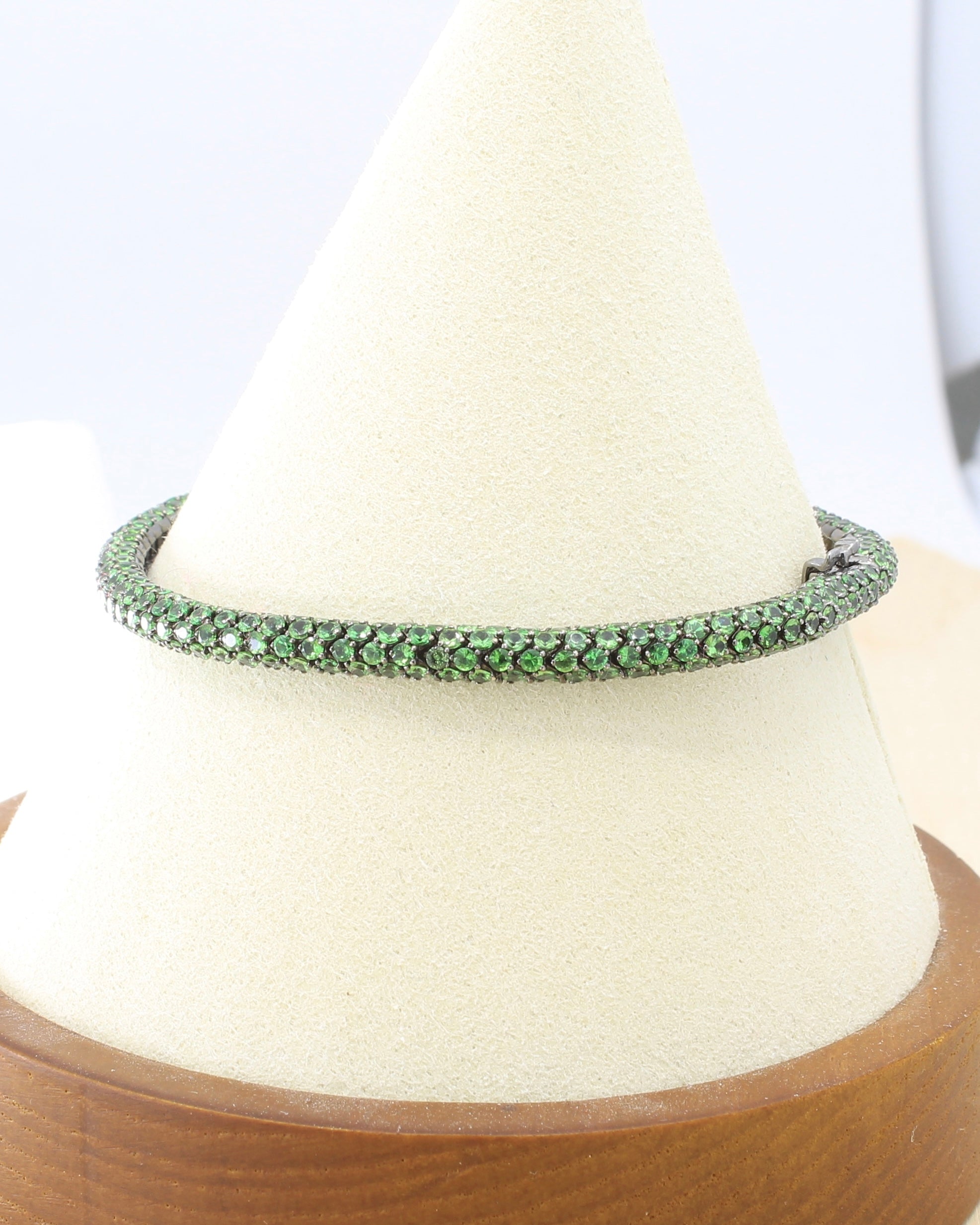 Tsavorite Domed Tennis Bracelet By Martin Katz - 18K Black Gold - 6.75”