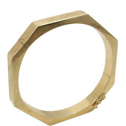 Geometric Bangle bracelet 14k gold 6.75 oval