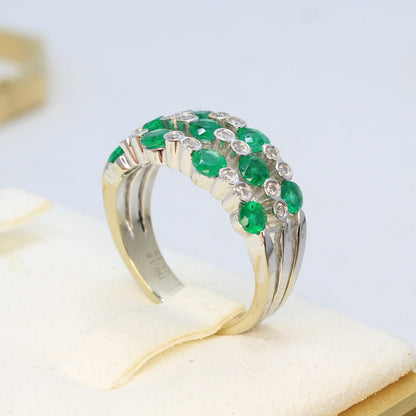 back view emerald and diamond ring 18k white gold