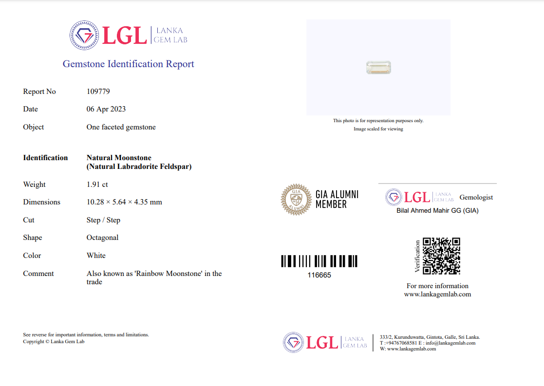 PDF image of the LGL Lab Certificate