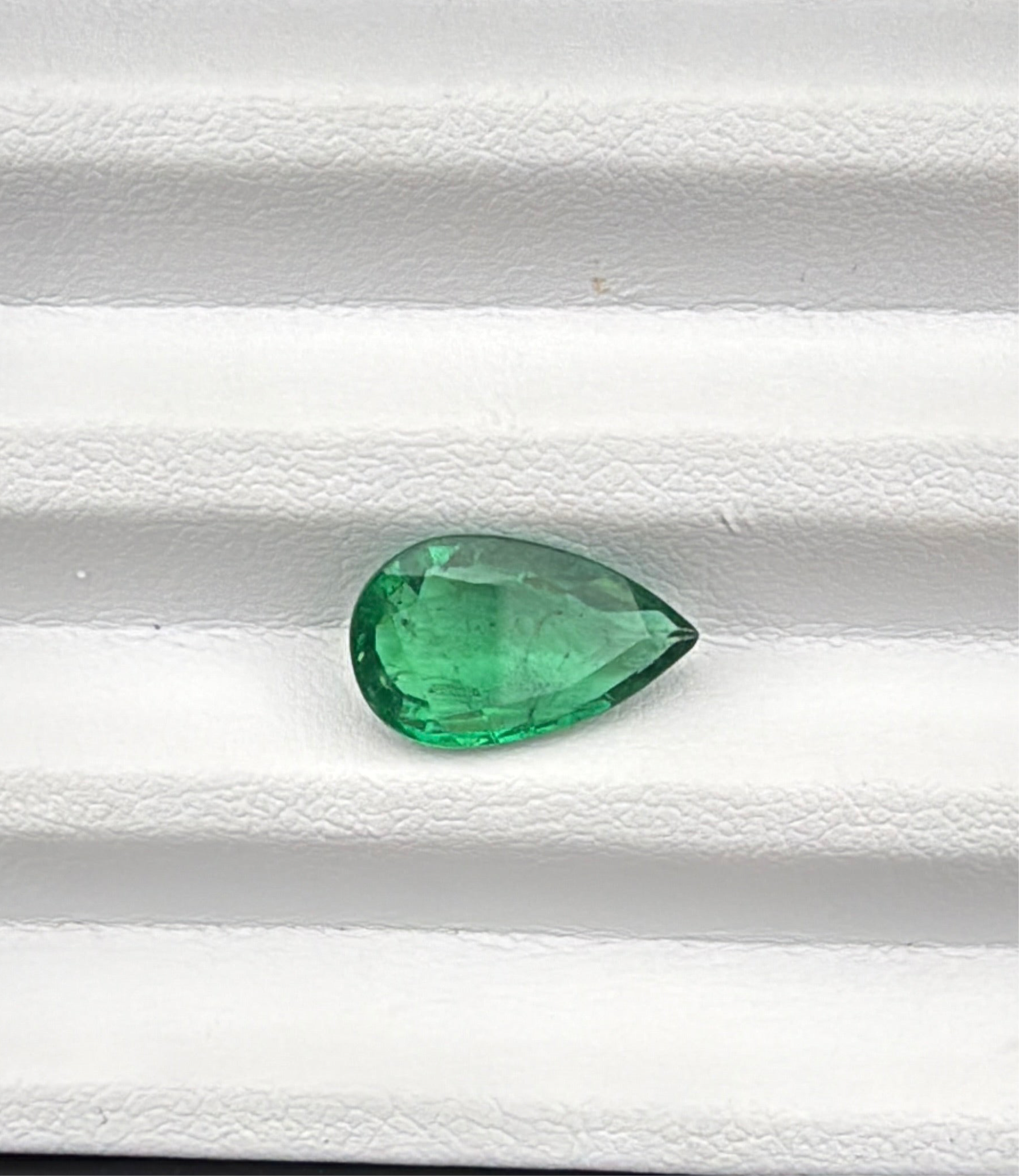 AGL 2.75 carat Zambian pear emerald vivid green