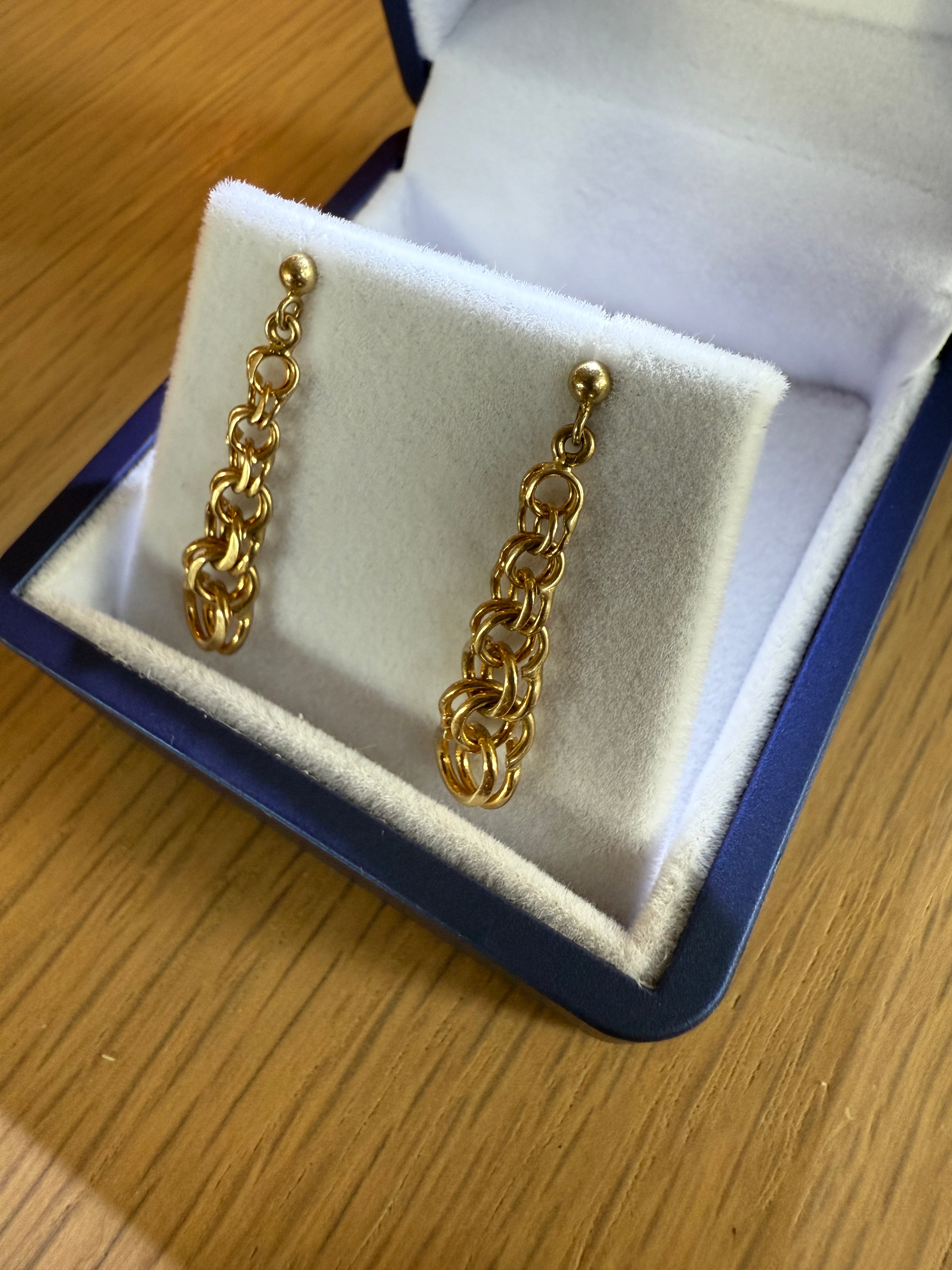 Vintage Drop Earrings - 14K Yellow Gold