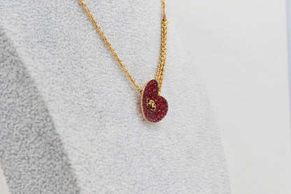 Ruby Heart Themed Necklace - 18K Rose Gold - 16-18”