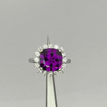 钻石光环皇家紫色石榴石戒指