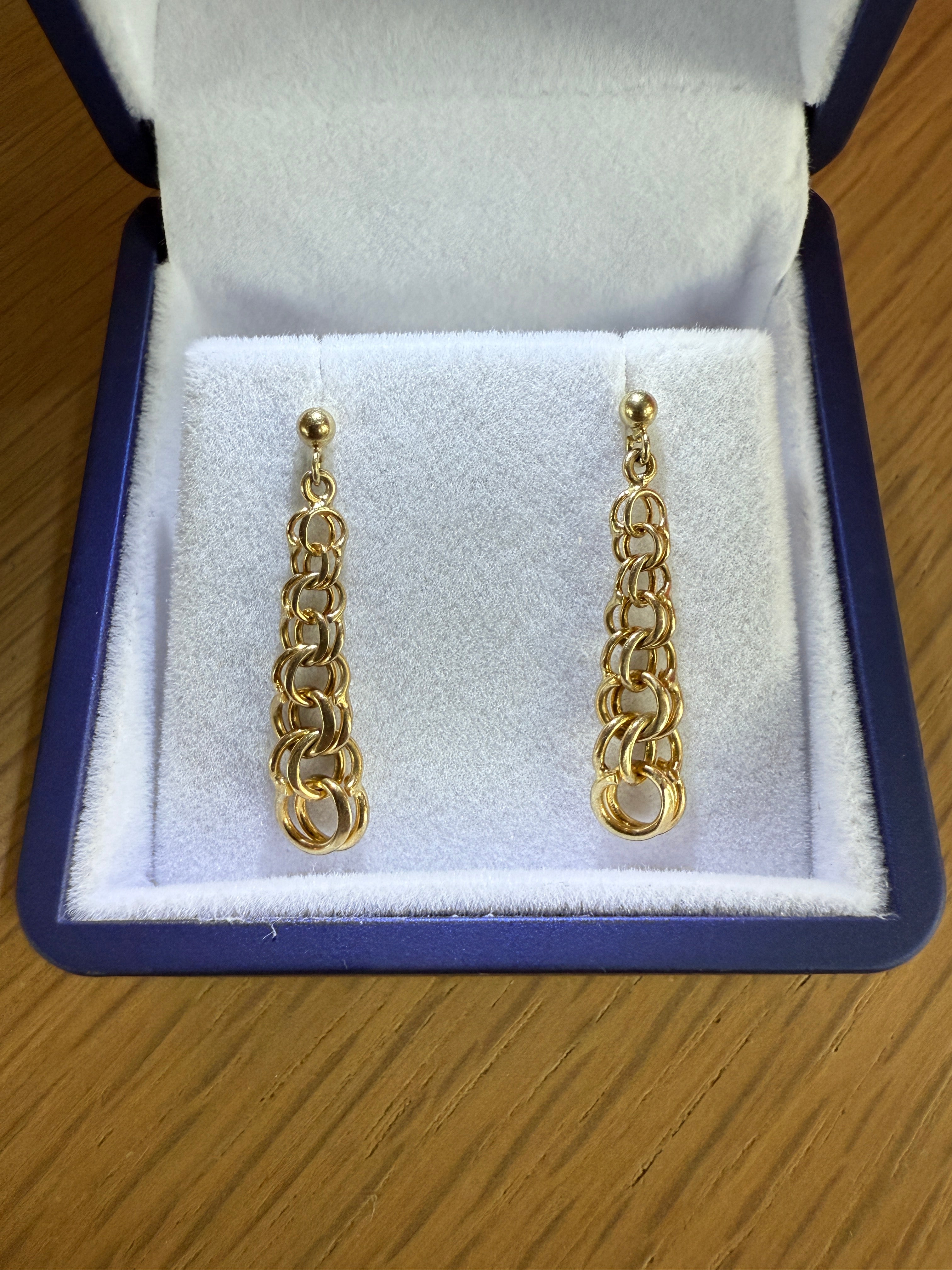 Vintage Drop Earrings - 14K Yellow Gold